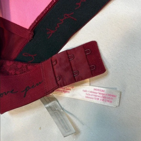 PINK Victoria's Secret Wear Everywhere, Burgundy Lace Animal Print Bra, 36DD - Picture 8 of 10
